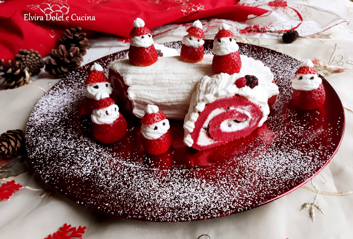 tronchetto red velvet con babbi natalini