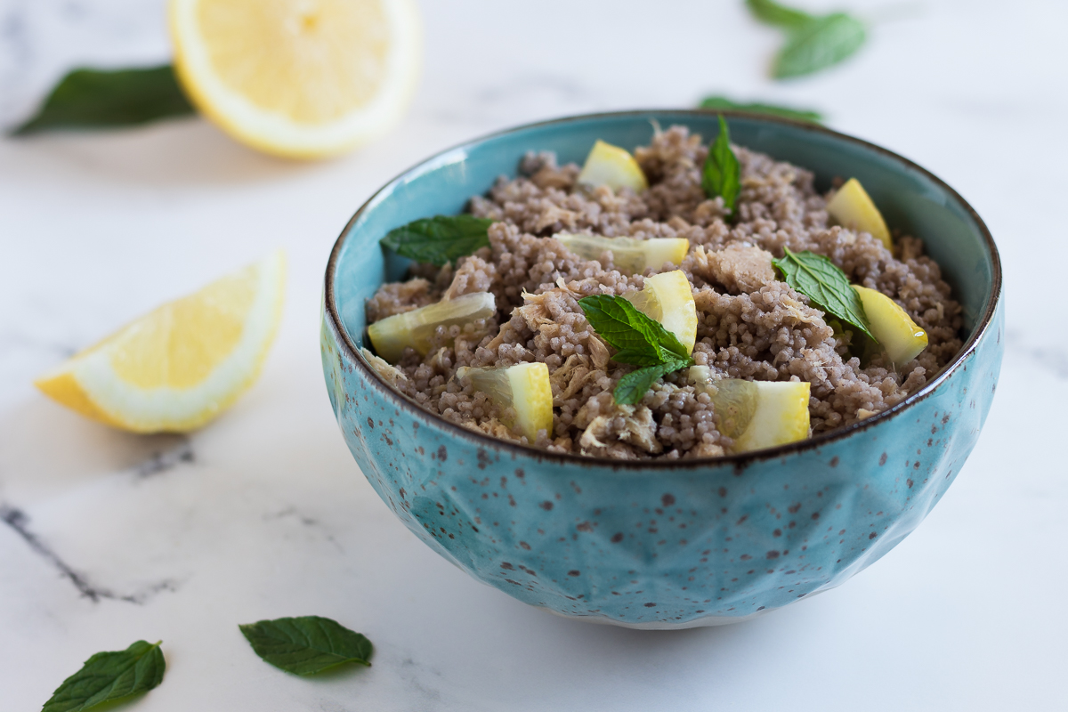 Cous Cous di grano saraceno con tonno limone e menta