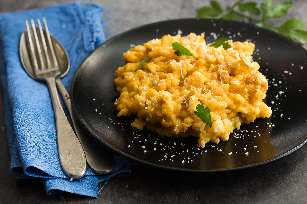 Risotto cremoso zucca e salsiccia