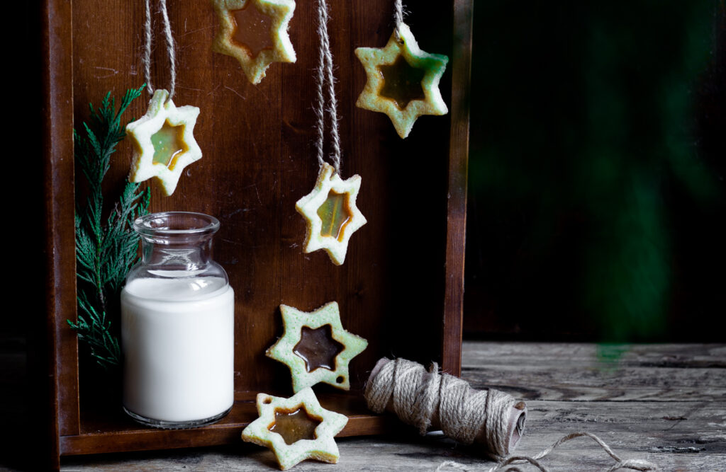 biscotti di vetro da appendere all'albero