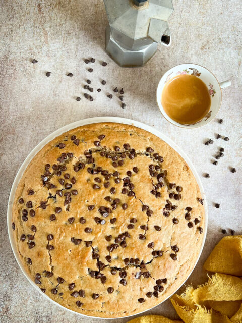 torta ricotta caffè e gocce di cioccolato